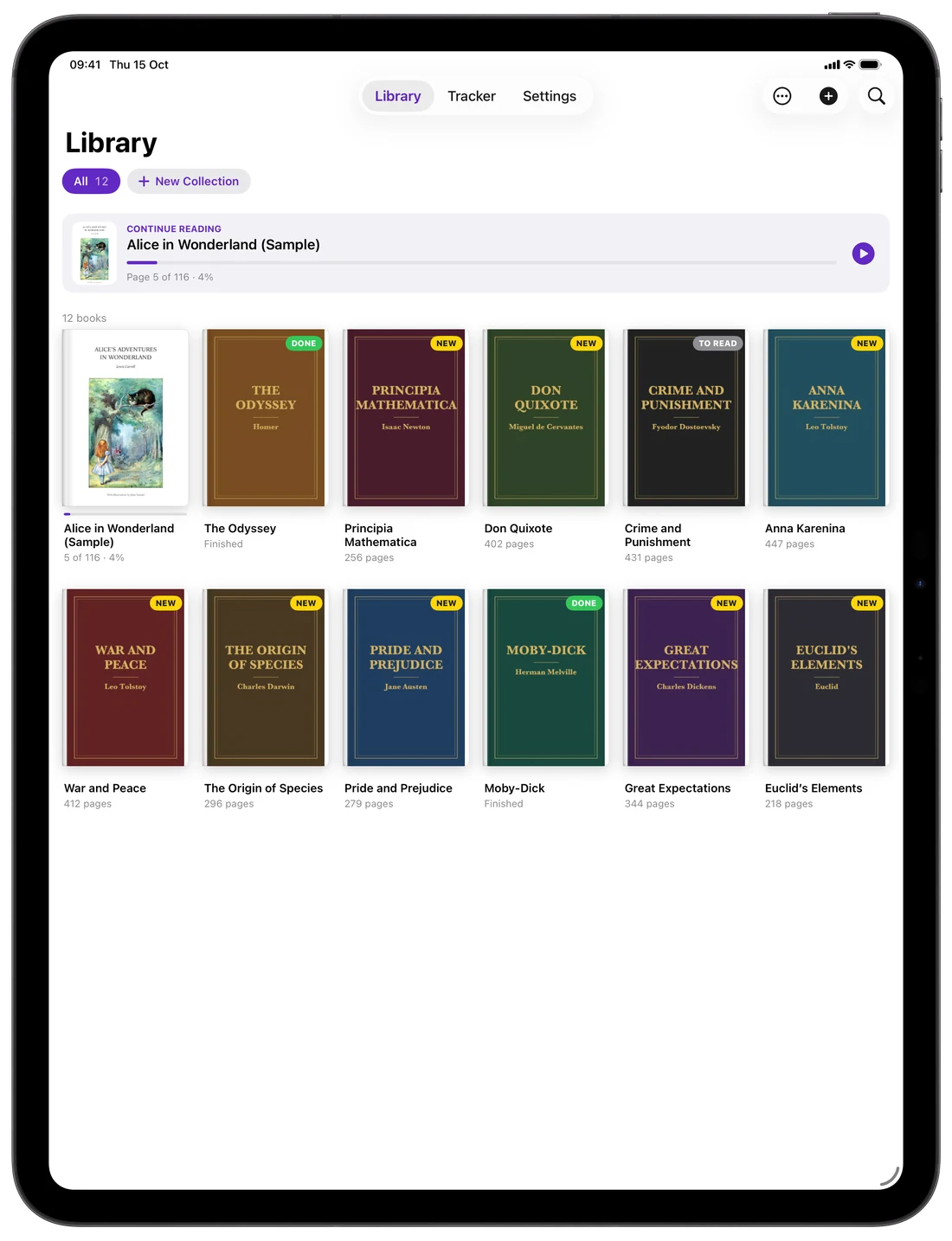 A library of DjVu books in DjVu Reader on iPad